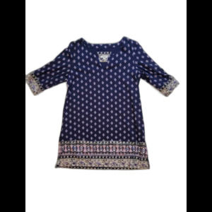 Lucky Brand Women's Long Sleeve Shirt Blue Mixed Print Floral Size L